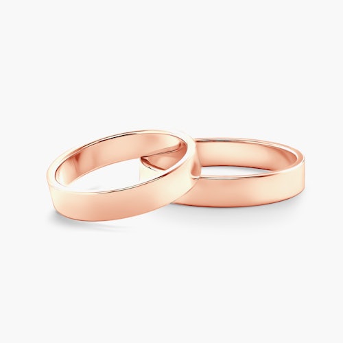 Obrączki ślubne: różowe złoto, płaskie, 4 mm